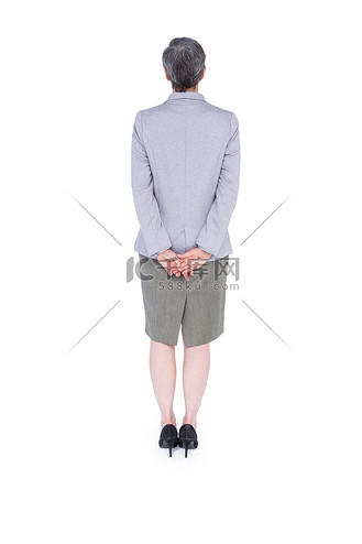 背手站立的医生图片素材_手背站立的女商人的佩戴视图