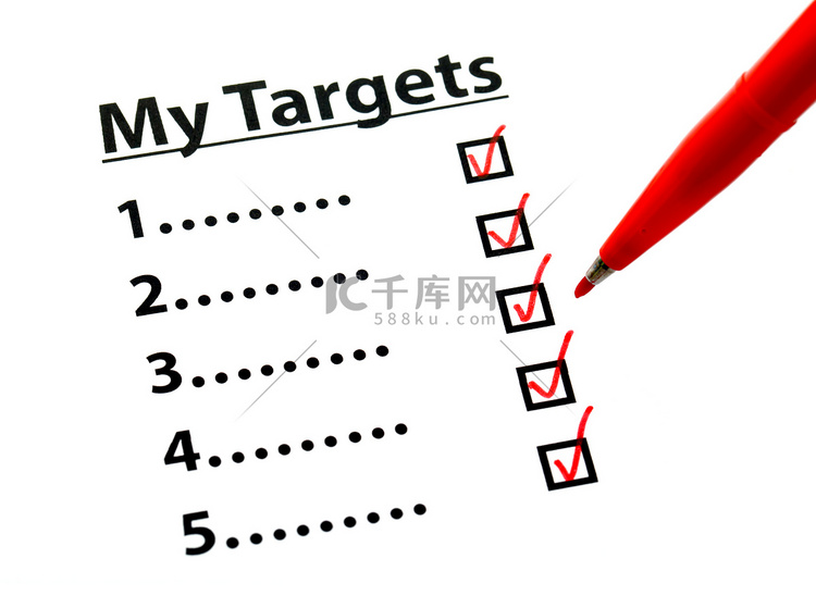 带勾号的目标列表高清摄影大图-千库网