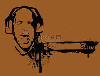 卡通黑色打碟机图片素材_打碟机