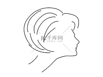 头发侧图片素材_一个在白色背景上画短发的女人的侧写