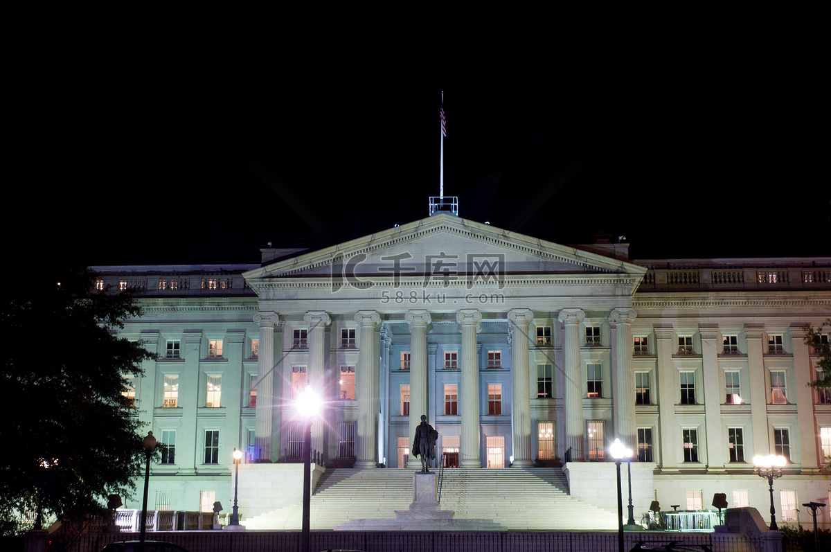 晚上的白宫高清摄影大图-千库网