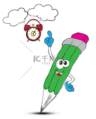 敲响的闹钟手绘卡通