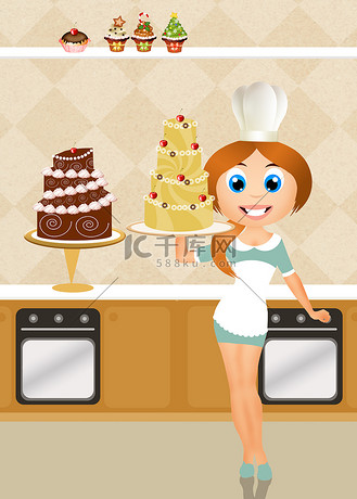 做蛋糕的女人