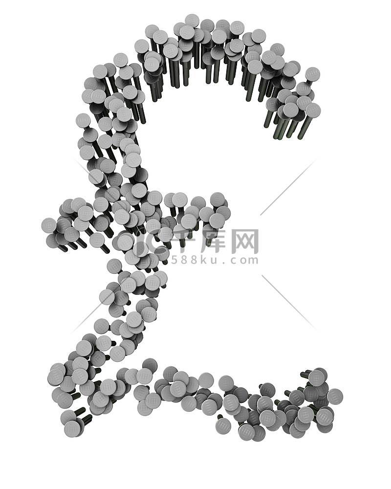 用钉子钉成的字母表，英镑符号”高清摄影大图-千库网