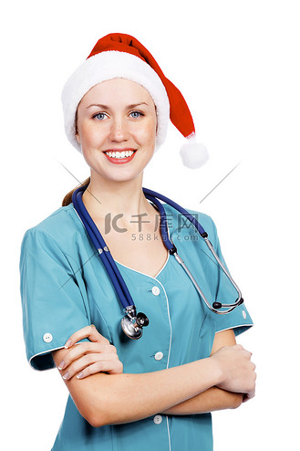 圣诞节考试图片素材_“圣诞医生，在白色背景下被隔离”