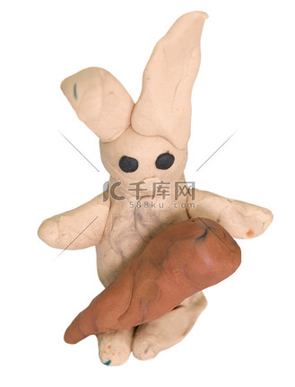 野兔从橡皮泥粘在一起