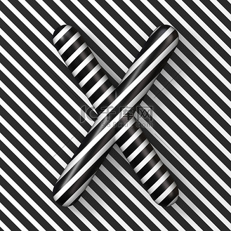 黑白条纹 letter x 3d