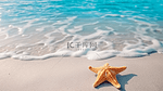 沙滩上的海星蓝色海水背景