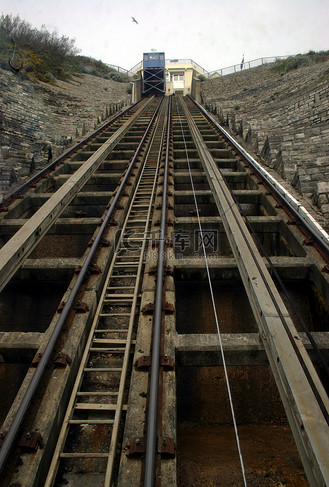 查看英国伯恩茅斯的悬崖铁路缆车缆车线路