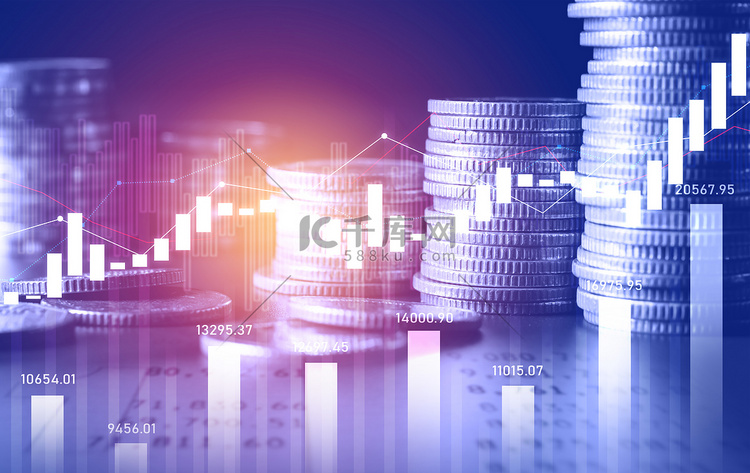 商业繁荣和资产的金融和货币技术背景概念高清摄影大图-千库网