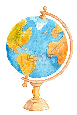 水彩地球仪图片_水彩地球仪素材-水彩地球仪图片大全-千库网