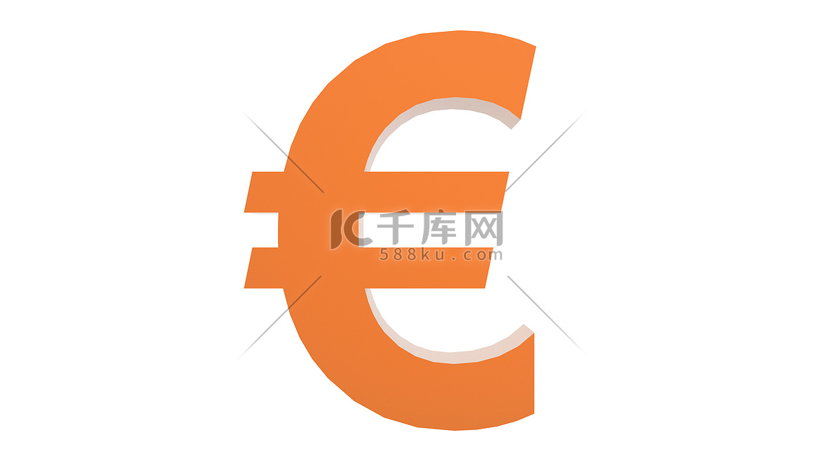 橙色欧元黄金标志图标与白色背景隔离。 高清摄影大图-千库网