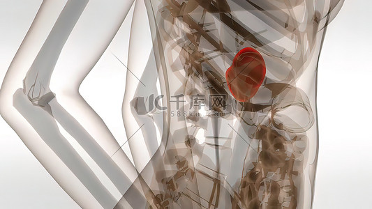 人类脾脏的 3d 医学插图高清摄影大图-千库网