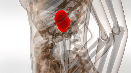 人类脾脏的 3d 医学插图高清摄影大图-千库网