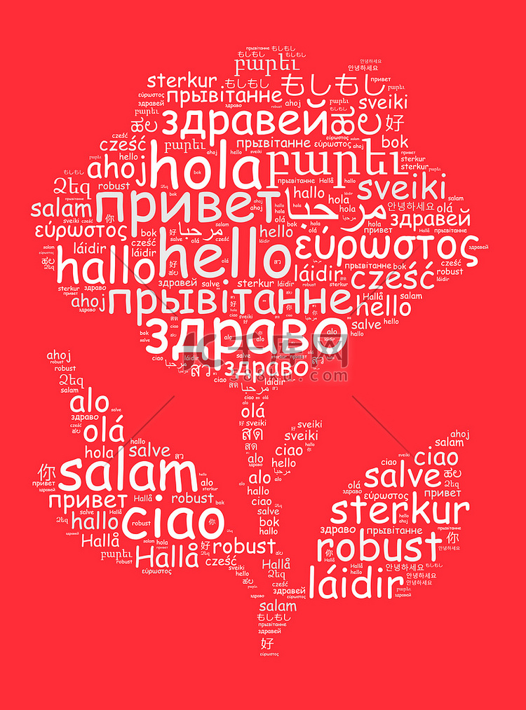 不同语言的 Word Hello高清摄影大图-千库网