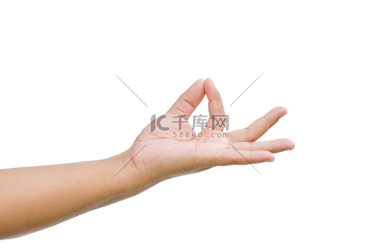 手势正在白色背景上拉东西。高清摄影大图-千库网