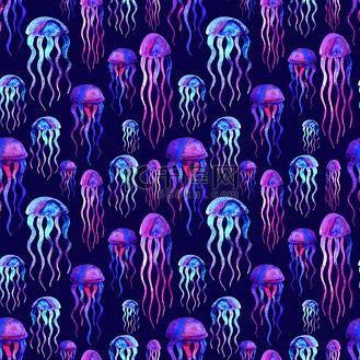 手绘海洋生物水母图片_手绘海洋生物水母素材-手绘海洋生物水母图片