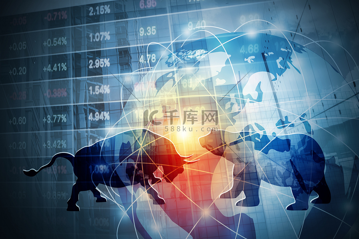 牛市和熊市的股市背景概念设计与glo高清摄影大图-千库网