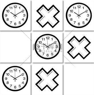 正方形钟表图片素材_tic tat toe挂钟