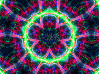 五颜六色的分形万花筒,用于创意图形设计的数字艺术品