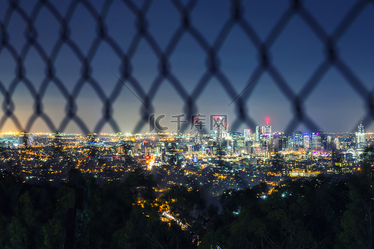 从库萨山俯瞰布里斯班市高清摄影大图千库网