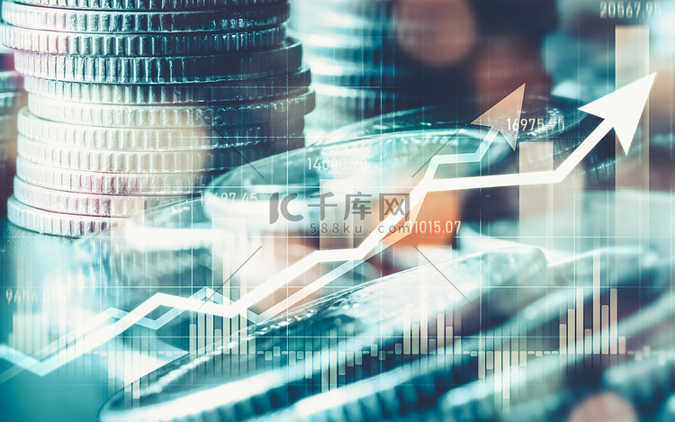 商业繁荣和资产的金融和货币技术背景概念高清摄影大图-千库网