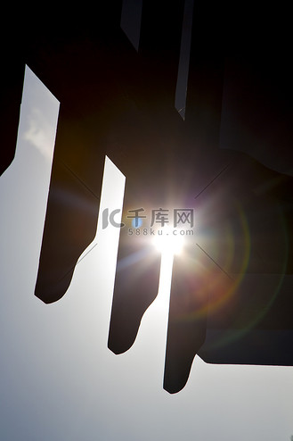 兰萨罗特岛抽象的阳光和阴影在白色的墙壁上