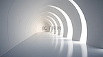 白色拱门隧道的三维渲染图
