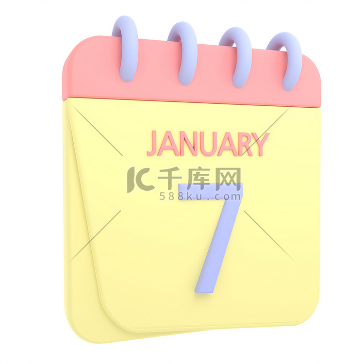 1 月 7 日 3D 日历图标高清摄影大图 千库网