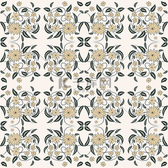 花卉民间锦缎图案幻想花朵花卉几何幻想