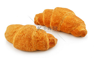 面包欧包高清背景图片_两个羊角面包上白色孤立