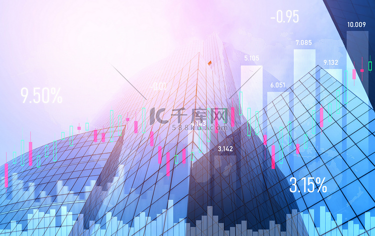 金融图表与现代城市地区的商业概念重叠。高清摄影大图-千库网