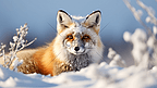 狐狸从雪地中探出头