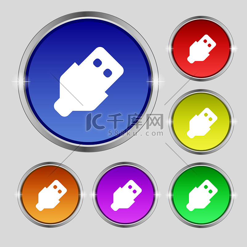 USB 图标标志。高清摄影大图-千库网