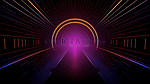 金色紫色科技线条霓虹灯光辐射隧道背景