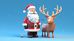 3D卡通可爱圣诞节圣诞老人和麋鹿