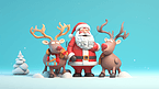 可爱卡通立体圣诞节黏土质感圣诞老人和麋鹿