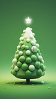 圣诞节绿色3D立体质感圣诞树