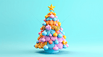 3D立体可爱彩色糖果圣诞节圣诞树