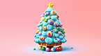 3D立体黏土质感彩色糖果圣诞节圣诞树