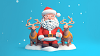 3D立体卡通可爱圣诞节圣诞老人和麋鹿