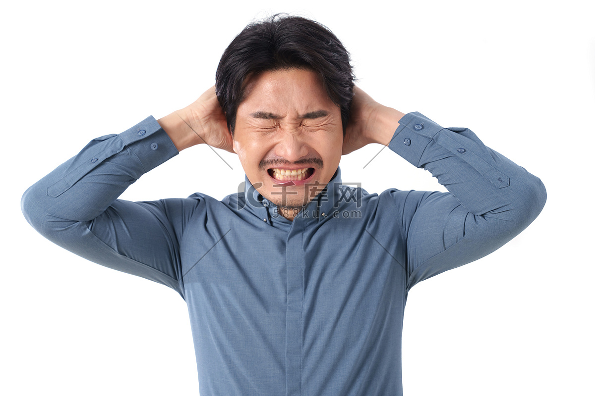 情绪崩溃的商务中年男士高清摄影大图-千库网