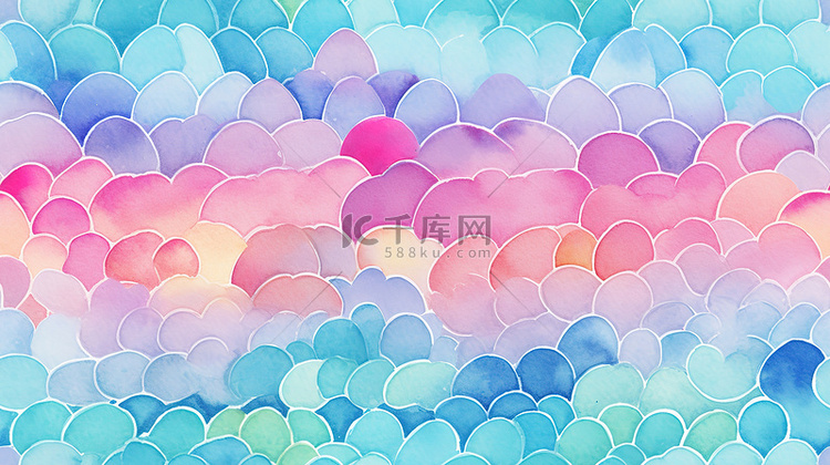 水彩美人鱼鳞片儿童绘本风格2背景图片免费下载_海报banner/高清大图_千库网(图片编号6483602)