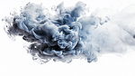 透明的PNG背景上，密集蓬松的白烟和雾形成抽象的烟云运动，因焦距模糊而变得朦胧。这些烟云是由机器产生的干冰飞舞在空中的效果，带有纹理。