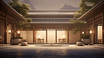 夕阳下的中国风古典庭院背景1