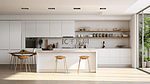 白色简约现代化装修厨房背景13