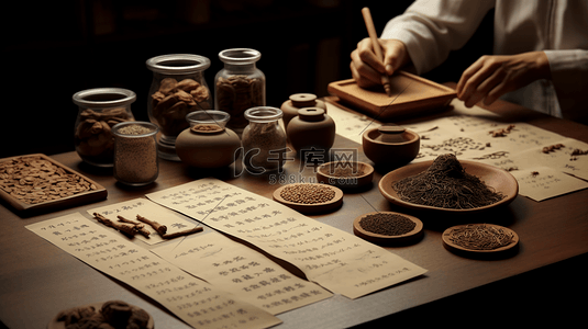 中医药馆的中药和医生高清摄影大图-千库网