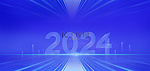商务科技年会蓝色大气2024海报背景