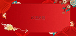春节祥云红色复古背景边框图片
