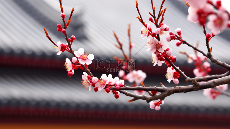 梅花圖1 動植綵絵 02 梅花小禽図 Baika Shokin-zu (Plum Blossoms and